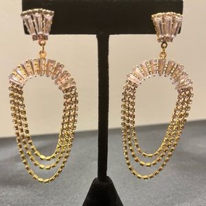 SHASHI Harlow Drop Post Regal Rhinestone Bling Dangling Earrings NEW
